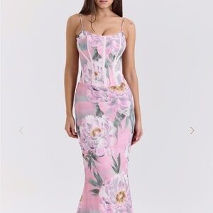 House of CB Pink Floral Maxi Dress
